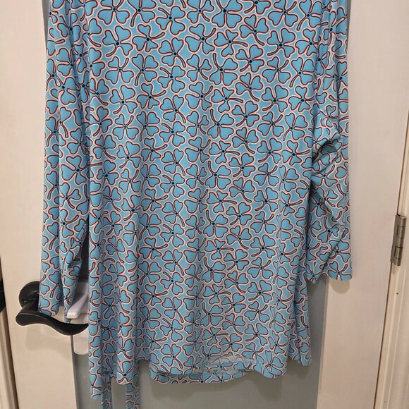 Anne Klein Blue Red White Wrap Blouse | Women’s Long Sleeve Printed Top - Picture 11 of 12